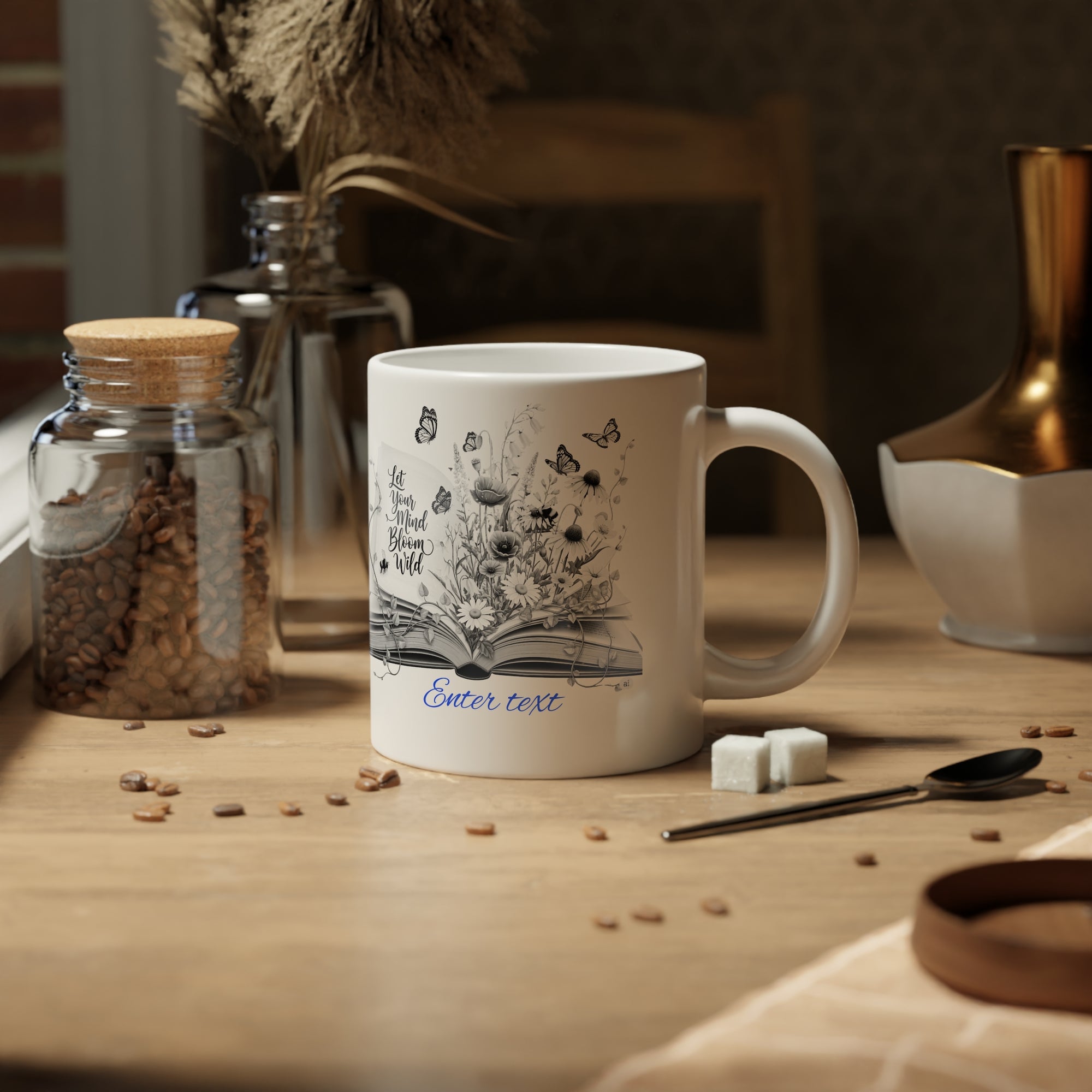 Personalized Mug with Name, Custom Text | Inspirational Jumbo Mug - 20oz Ceramic, Perfect for Coffee Lovers, Motivational Gift, Unique Coffee Mug, Butterfly Design