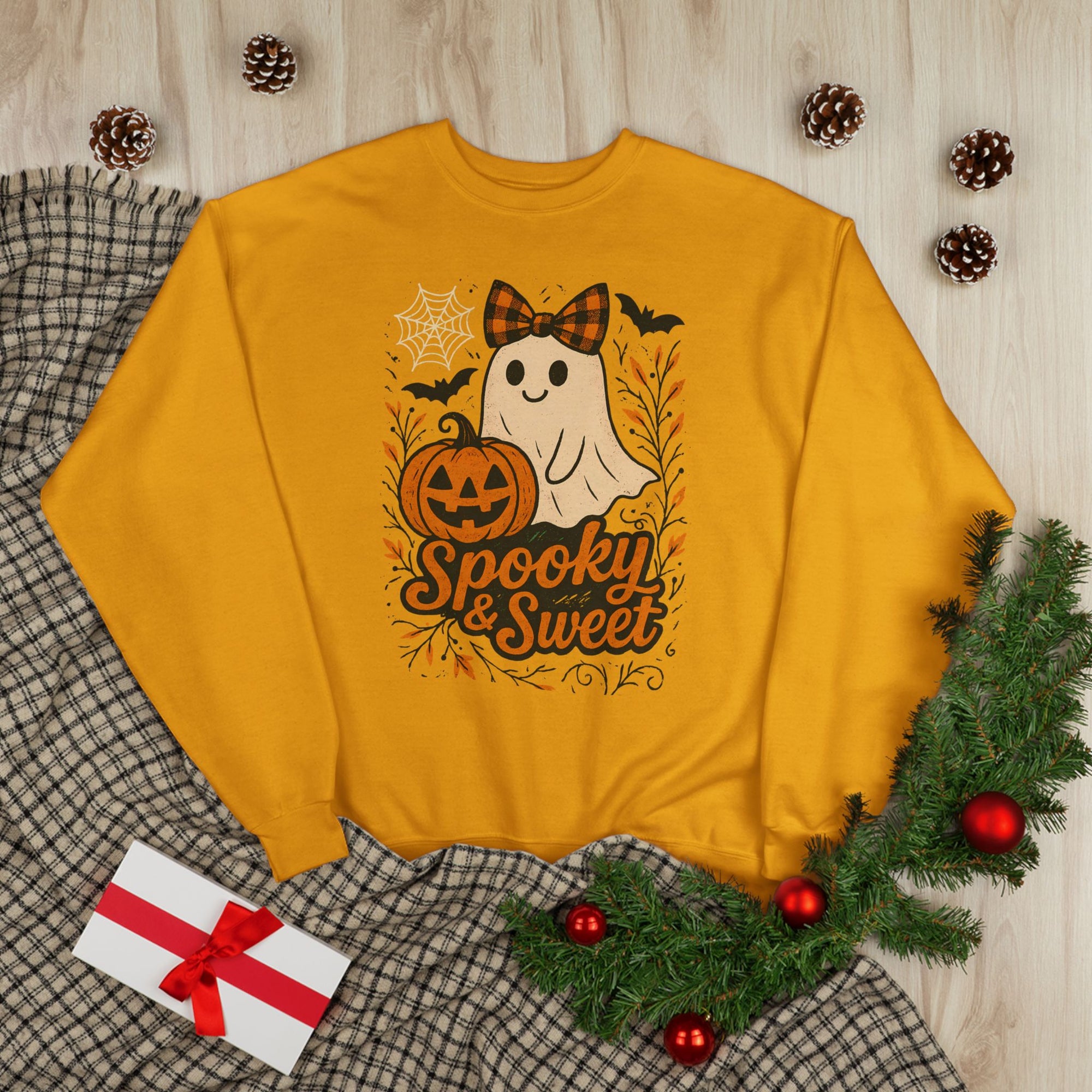 Spooky & Sweet Halloween Sweatshirt, Unisex Crewneck, Cute Ghost Design, Fall Fashion, Halloween Apparel, Casual Cozy Wear