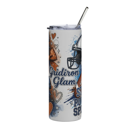 Football-Themed Stainless Steel Tumbler | Gridiron Glam, Sporty Game Days