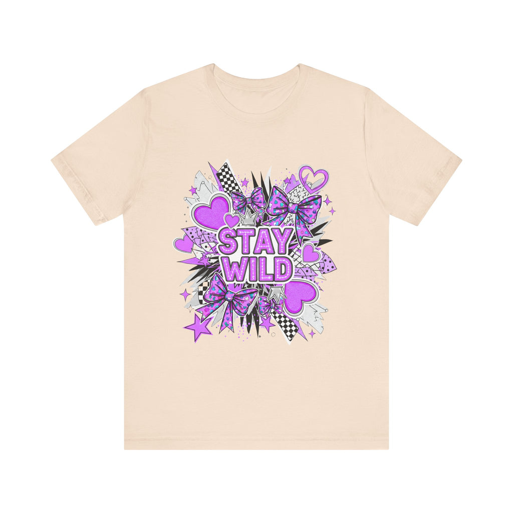 Stay Wild Graphic Tee Purple for Trendsetters, Cool Casual Wear, Gift for Her, Festival Outfit