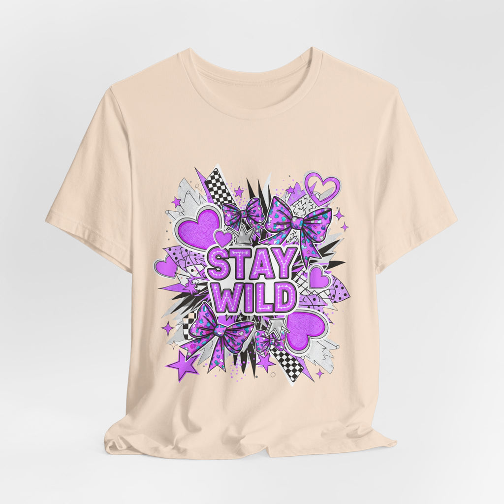 Stay Wild Graphic Tee Purple for Trendsetters, Cool Casual Wear, Gift for Her, Festival Outfit