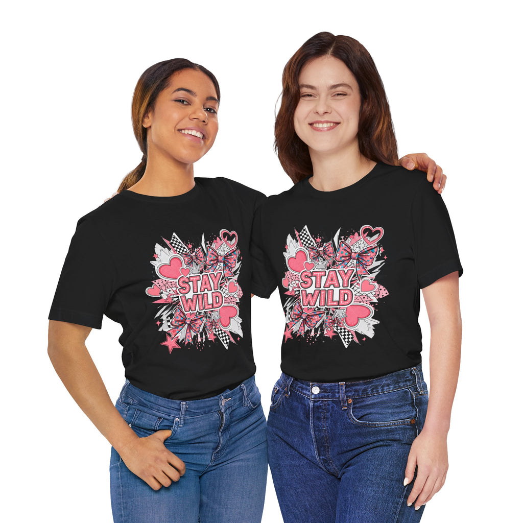 Stay Wild Pink Graphic Tee - Fun Unisex T-Shirt for Nature Lovers, Casual Wear, Outdoor Adventures, Birthday Gift, Everyday Style