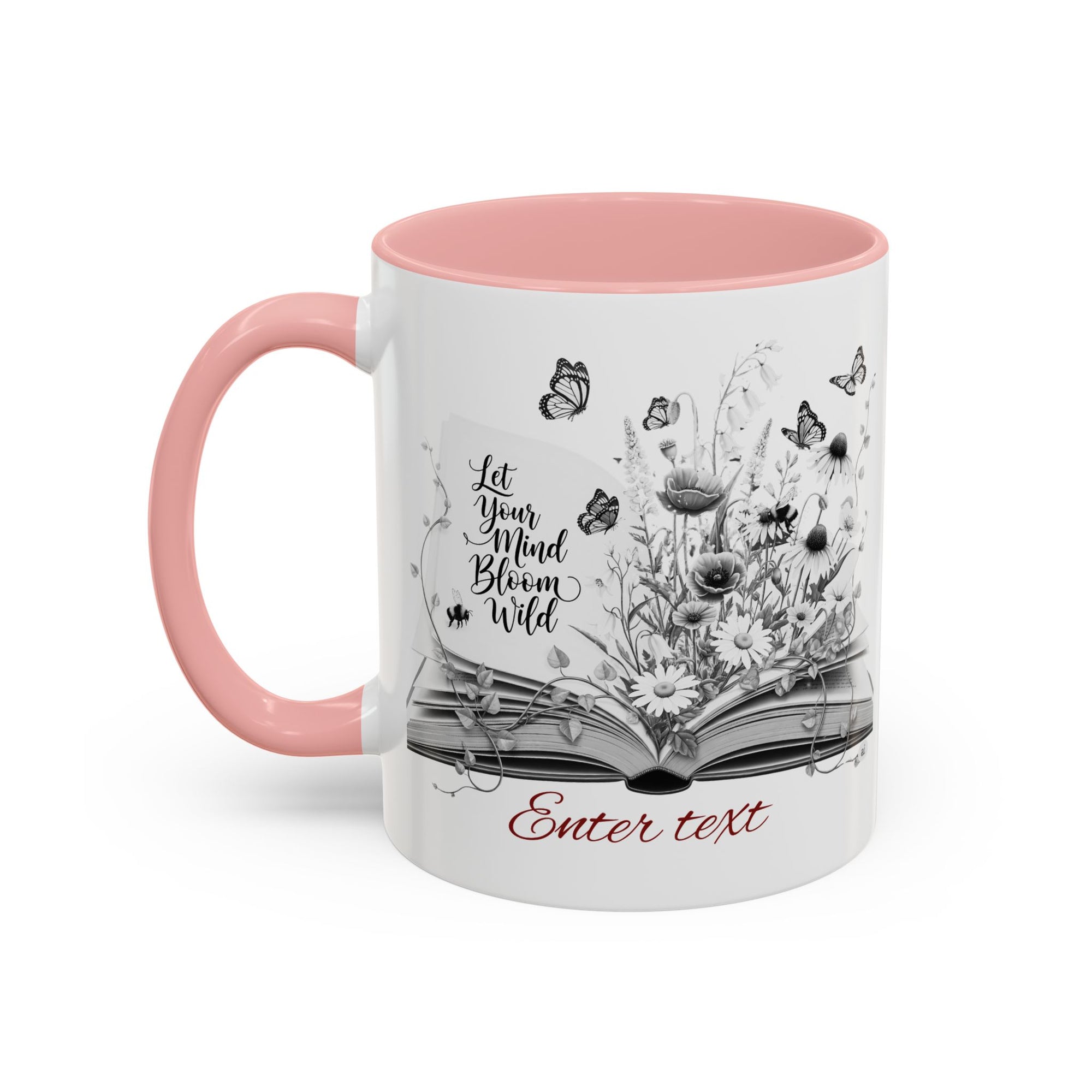Personalized Mug with Name, Custom Text | Floral Inspiration Coffee Mug, Motivational Gift for Writers, Black-Handled Mug, Home Office Decor, Encouragement Quote Mug