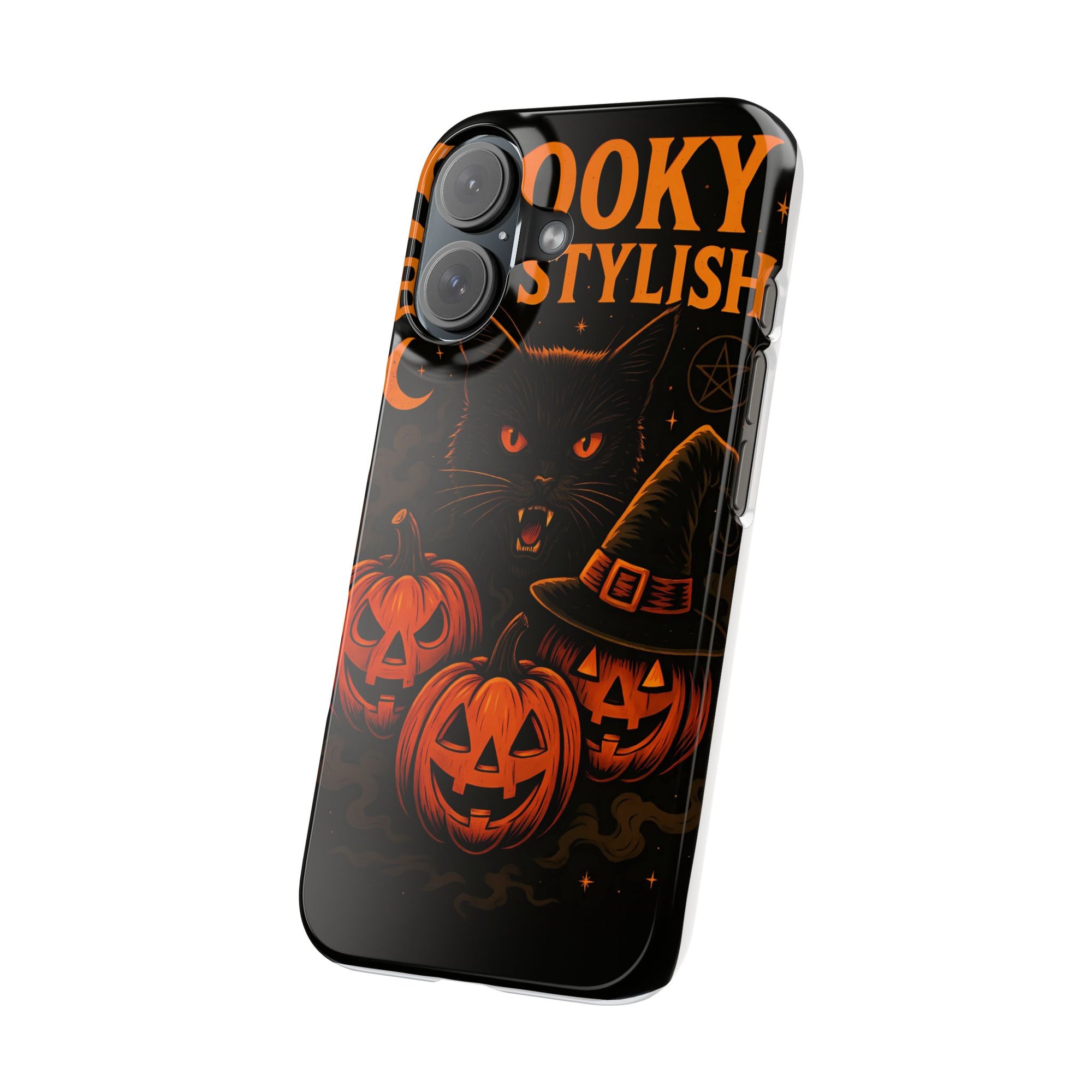 Halloween Cat Phone Case, Spooky Stylish Slim Cases, Fall Decor, Gift for Cat Lovers, Halloween Accessories