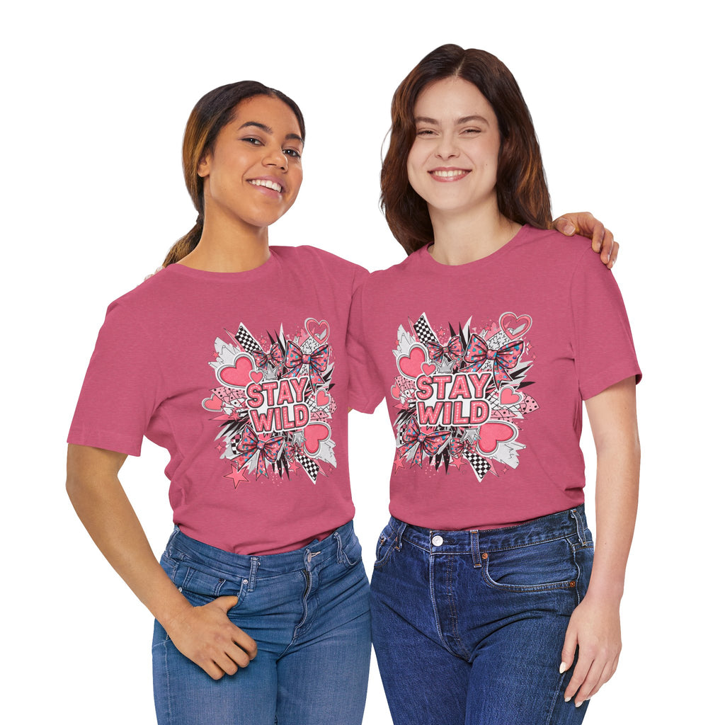 Stay Wild Pink Graphic Tee - Fun Unisex T-Shirt for Nature Lovers, Casual Wear, Outdoor Adventures, Birthday Gift, Everyday Style