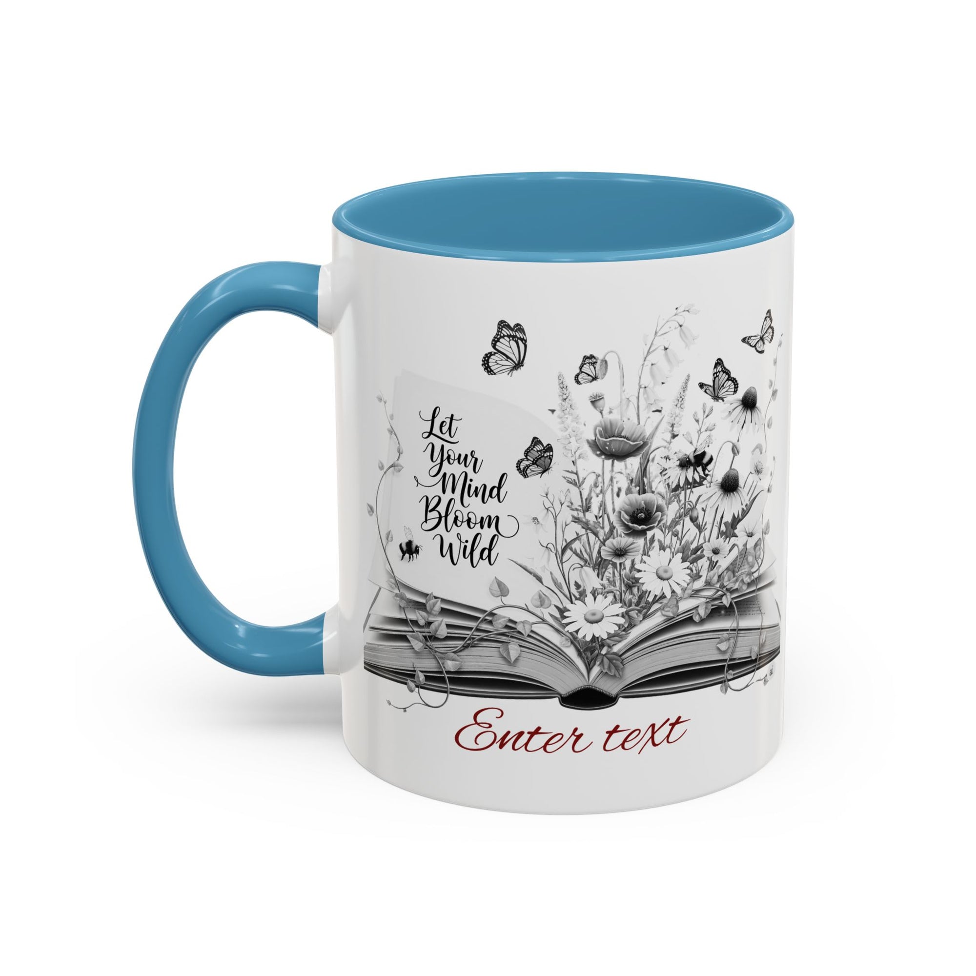 Personalized Mug with Name, Custom Text | Floral Inspiration Coffee Mug, Motivational Gift for Writers, Black-Handled Mug, Home Office Decor, Encouragement Quote Mug