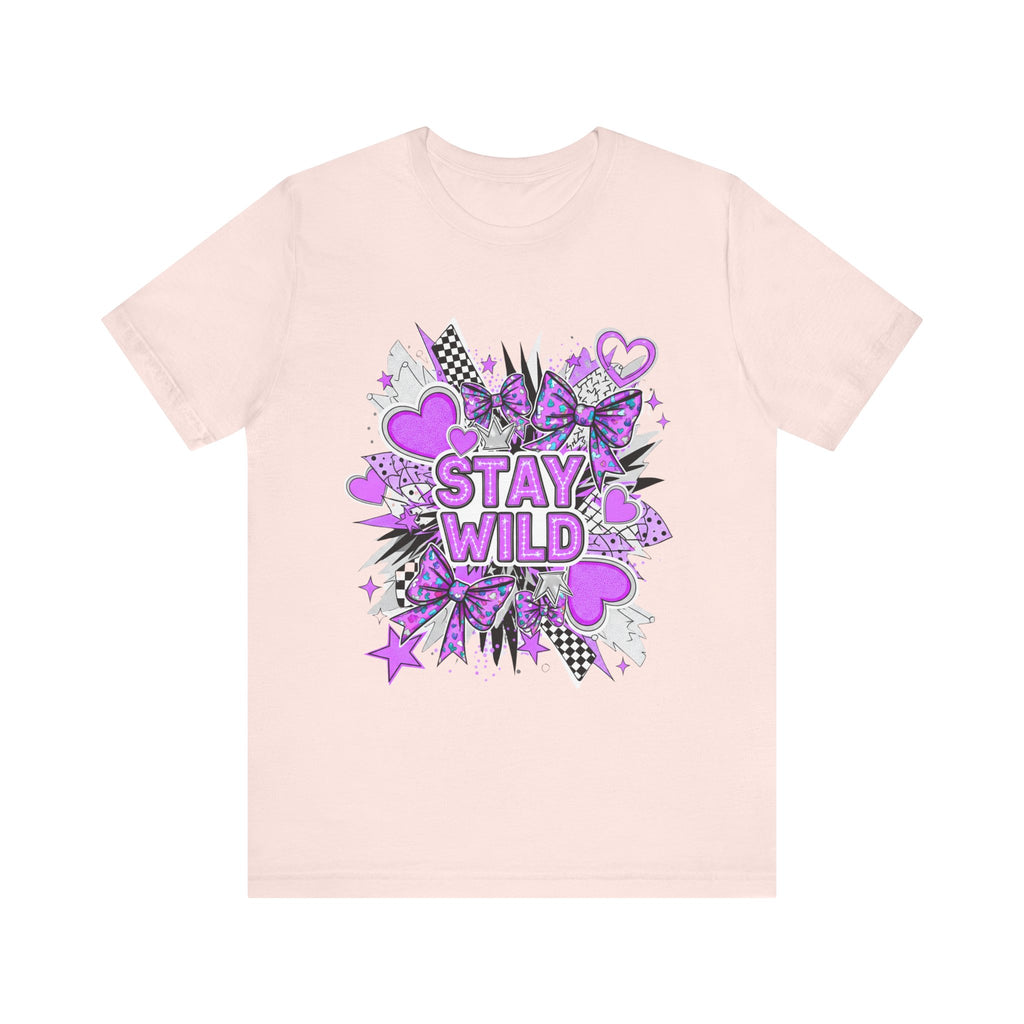 Stay Wild Graphic Tee Purple for Trendsetters, Cool Casual Wear, Gift for Her, Festival Outfit
