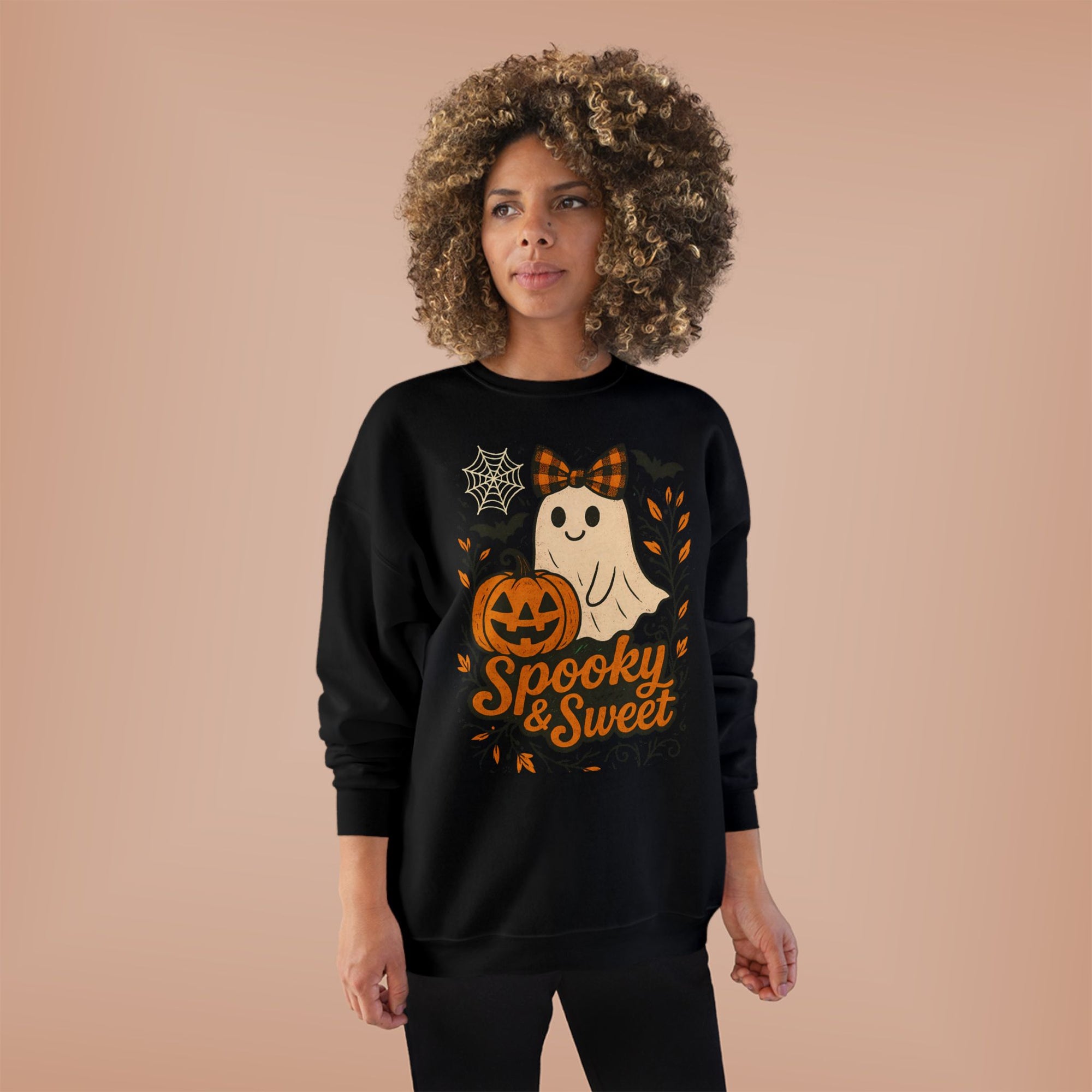 Spooky & Sweet Halloween Sweatshirt, Unisex Crewneck, Cute Ghost Design, Fall Fashion, Halloween Apparel, Casual Cozy Wear