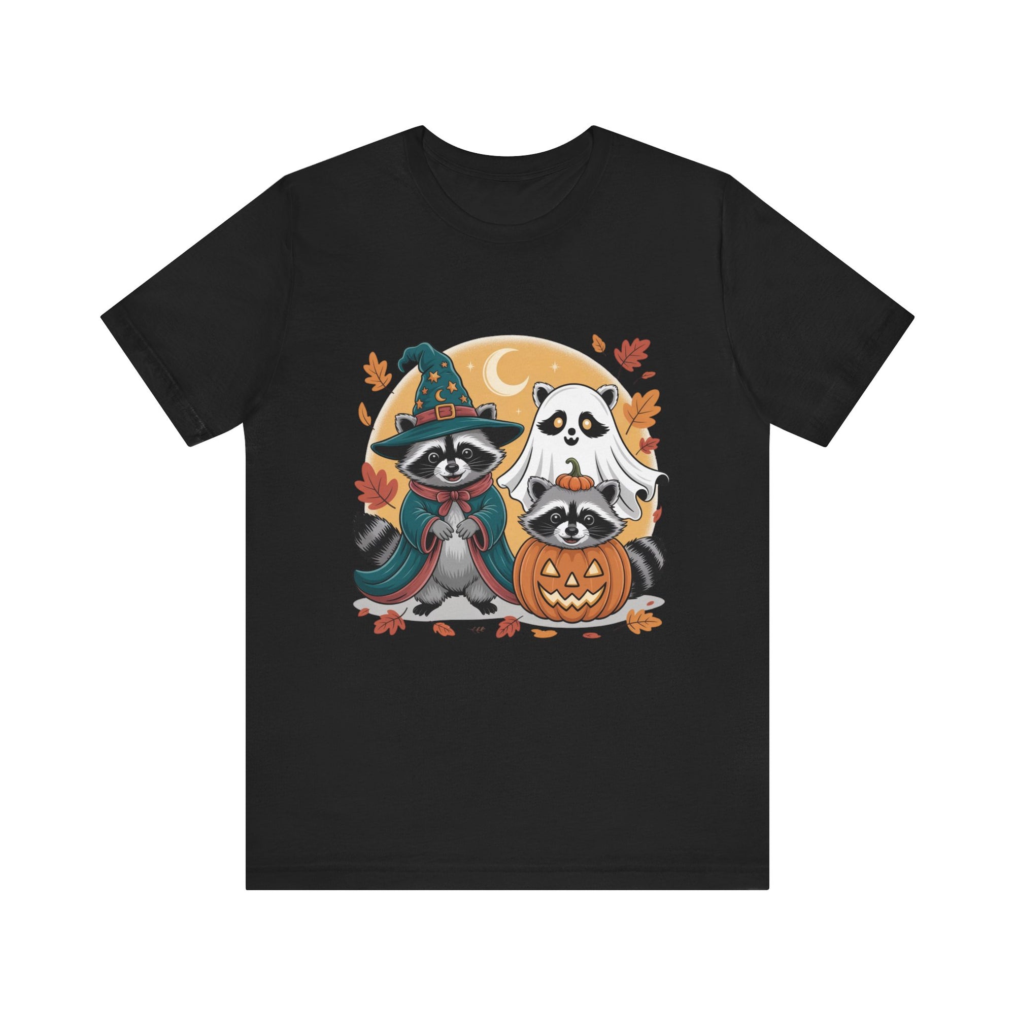 Adorable Halloween Raccoon Trio - Unisex Jersey Short Sleeve Tee