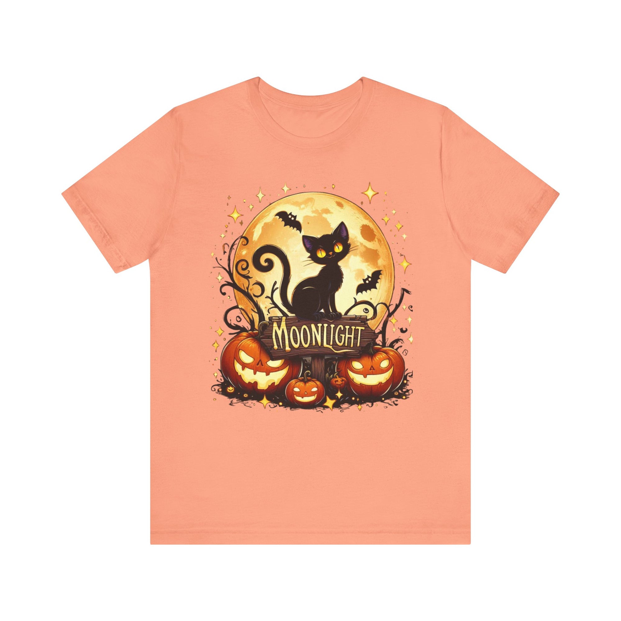 Spooky Black Cat of Unisex Jersey Short Sleeve Tee