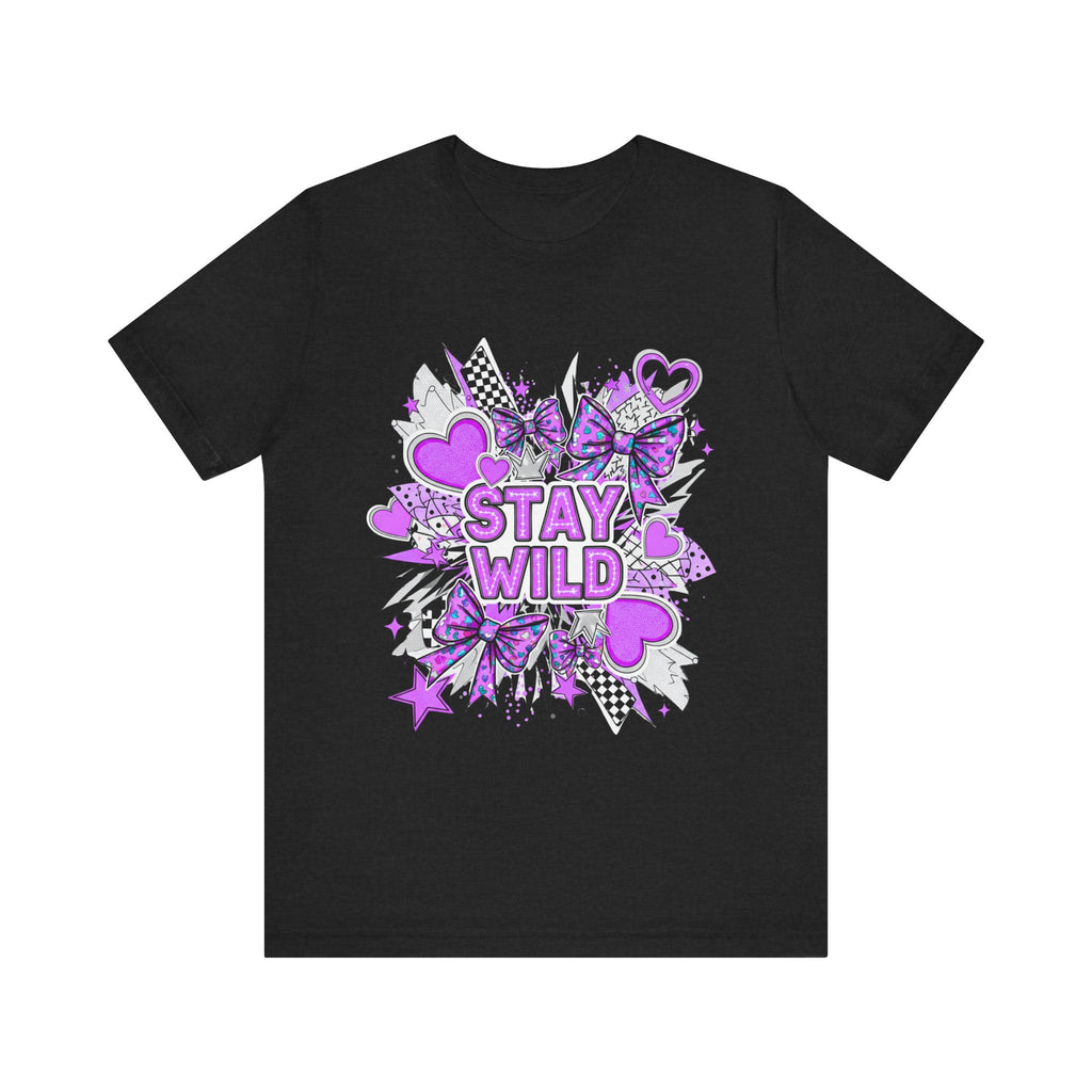 Stay Wild Graphic Tee Purple for Trendsetters, Cool Casual Wear, Gift for Her, Festival Outfit