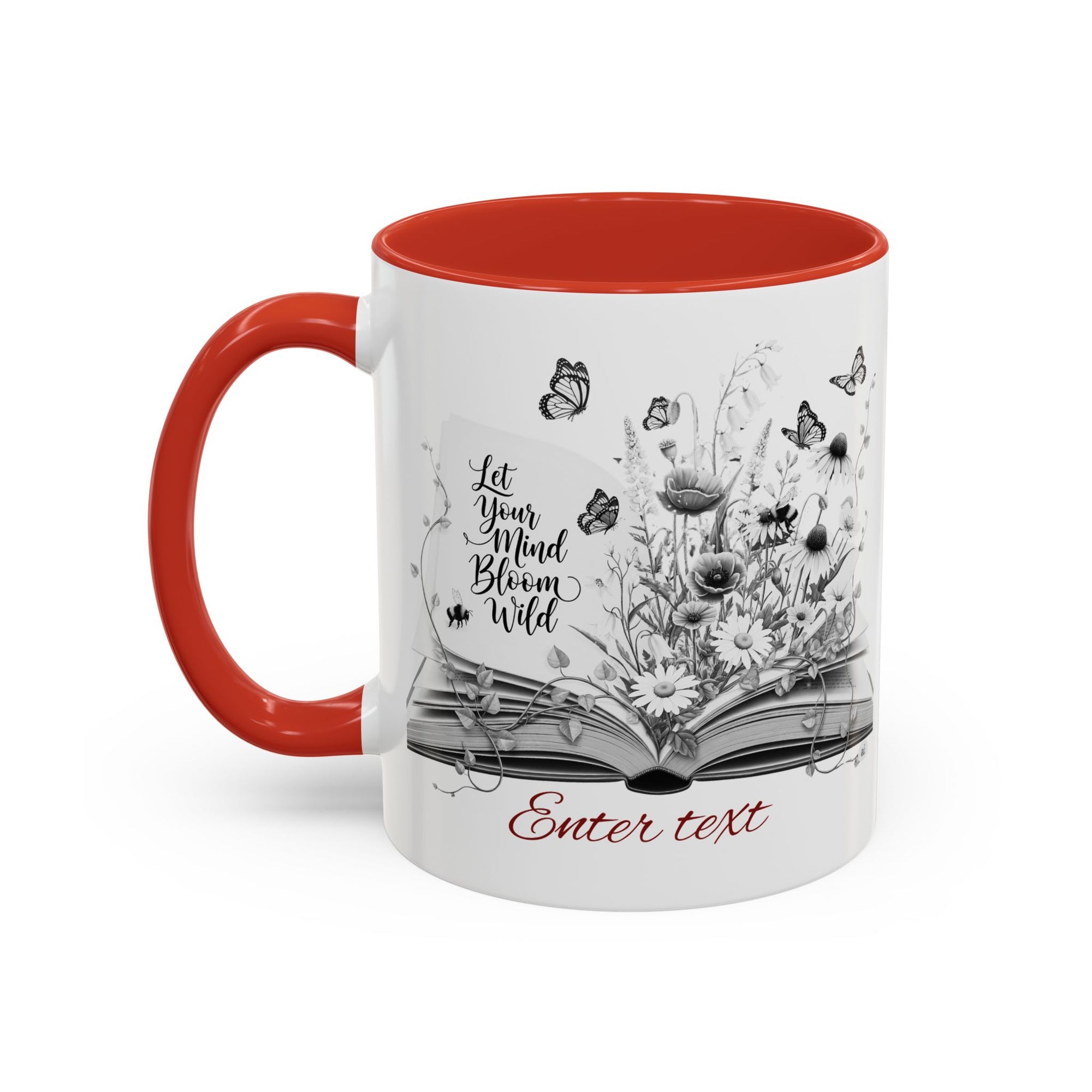 Personalized Mug with Name, Custom Text | Floral Inspiration Coffee Mug, Motivational Gift for Writers, Black-Handled Mug, Home Office Decor, Encouragement Quote Mug