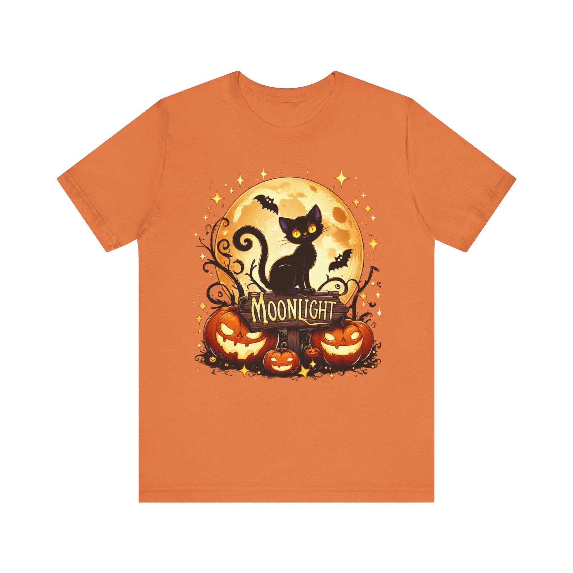 Spooky Black Cat of Unisex Jersey Short Sleeve Tee