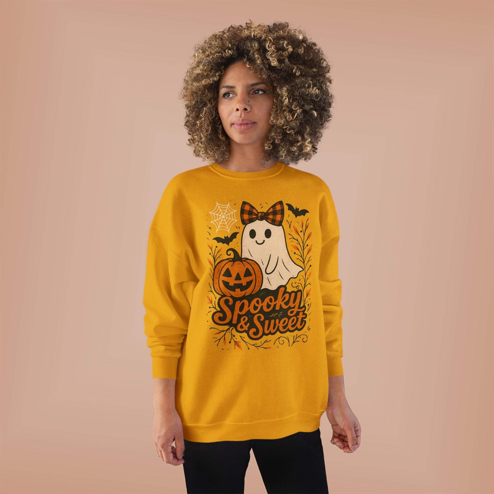 Spooky & Sweet Halloween Sweatshirt, Unisex Crewneck, Cute Ghost Design, Fall Fashion, Halloween Apparel, Casual Cozy Wear