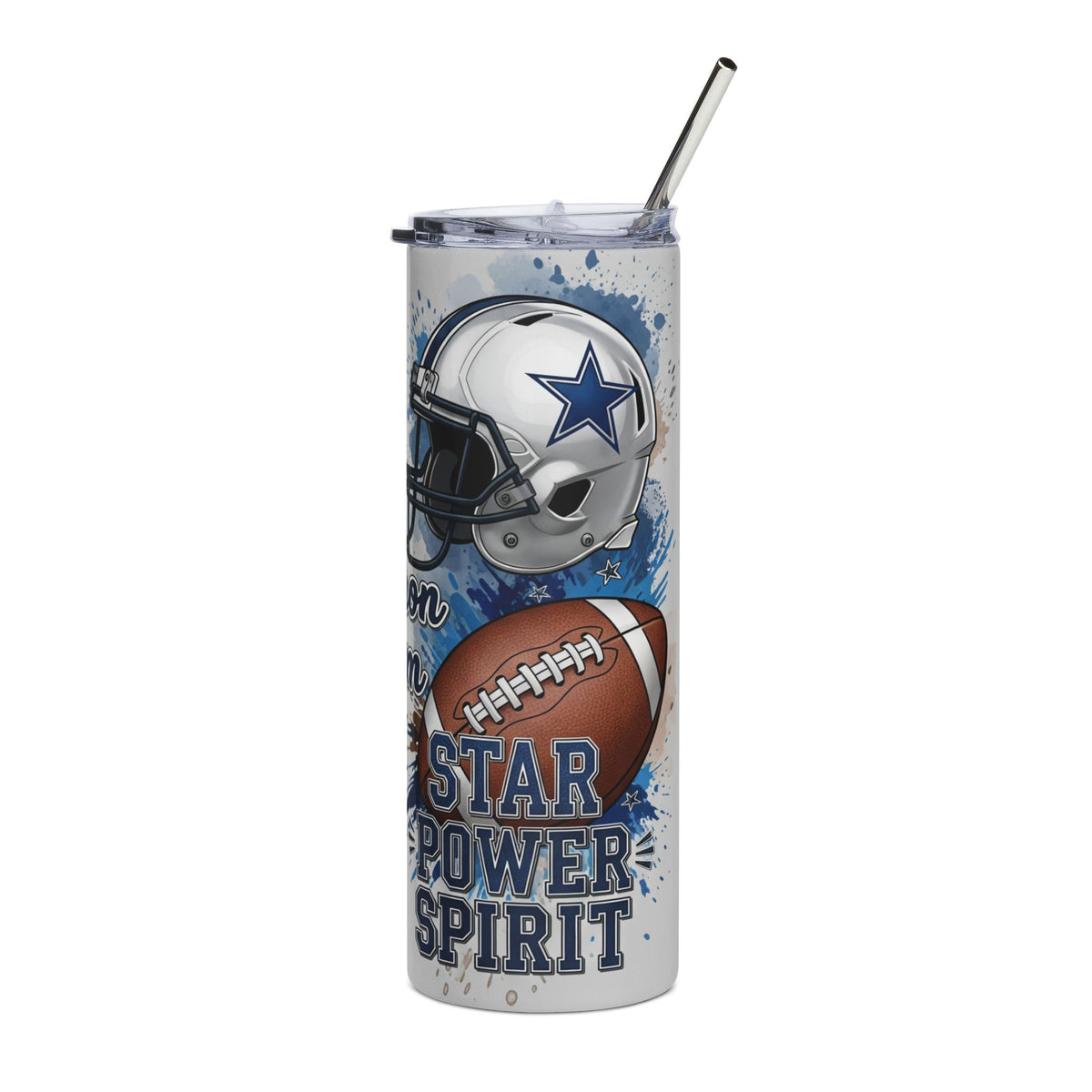 Football-Themed Stainless Steel Tumbler | Gridiron Glam, Sporty Game Days