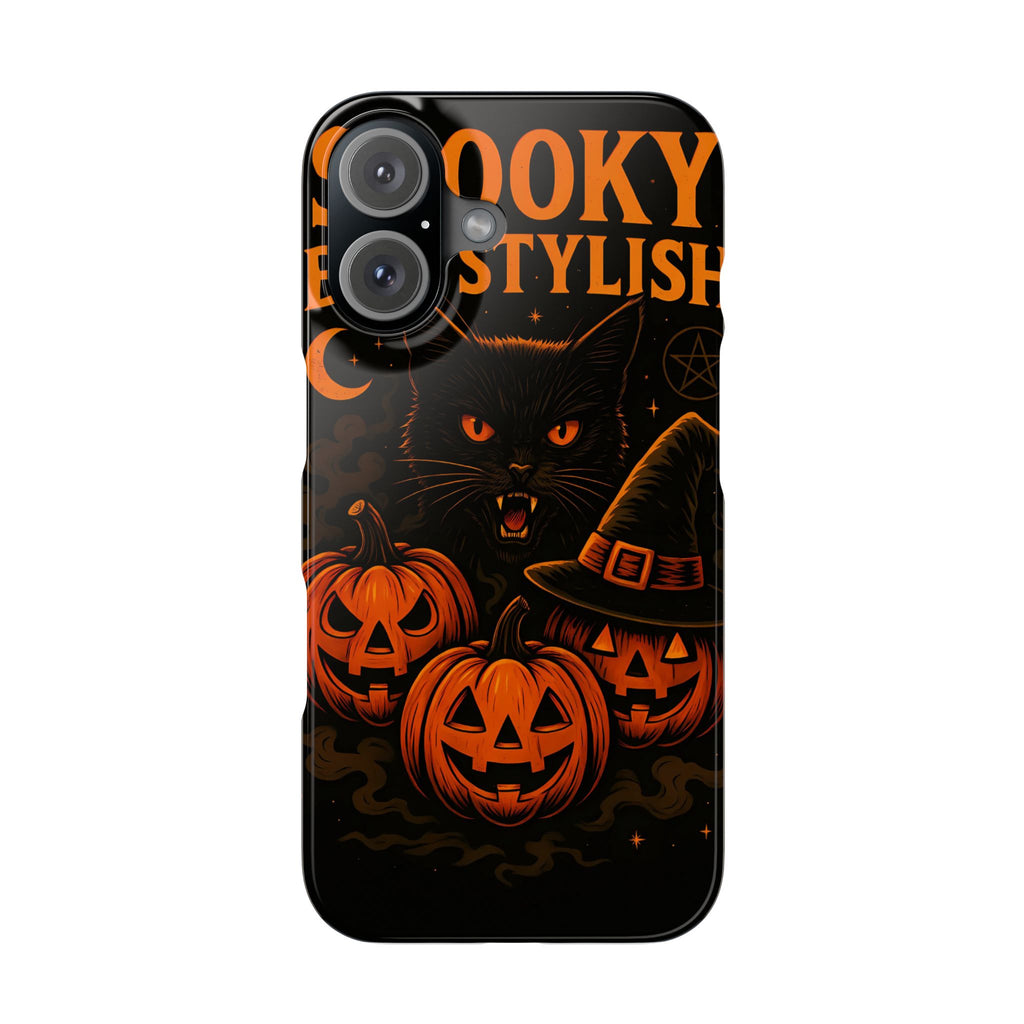 Halloween Cat Phone Case, Spooky Stylish Slim Cases, Fall Decor, Gift for Cat Lovers, Halloween Accessories