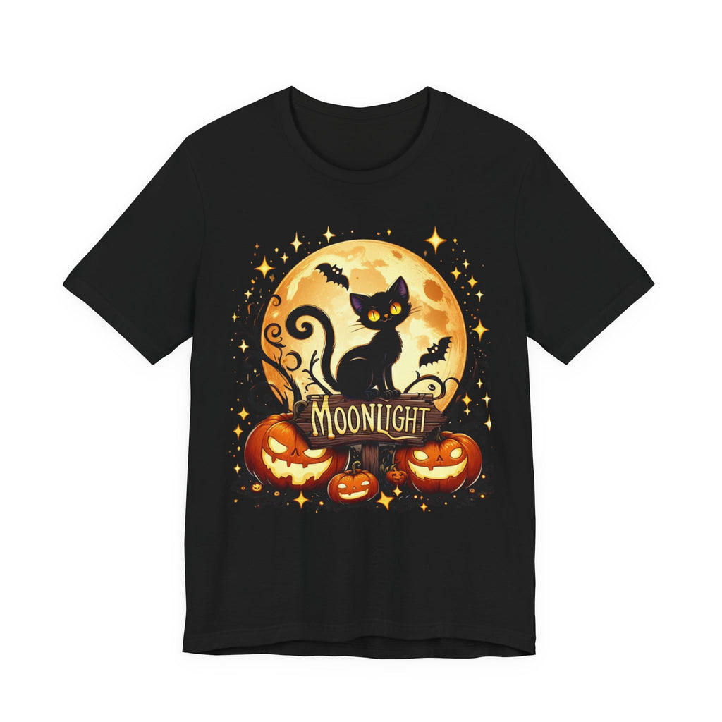 Spooky Black Cat of Unisex Jersey Short Sleeve Tee