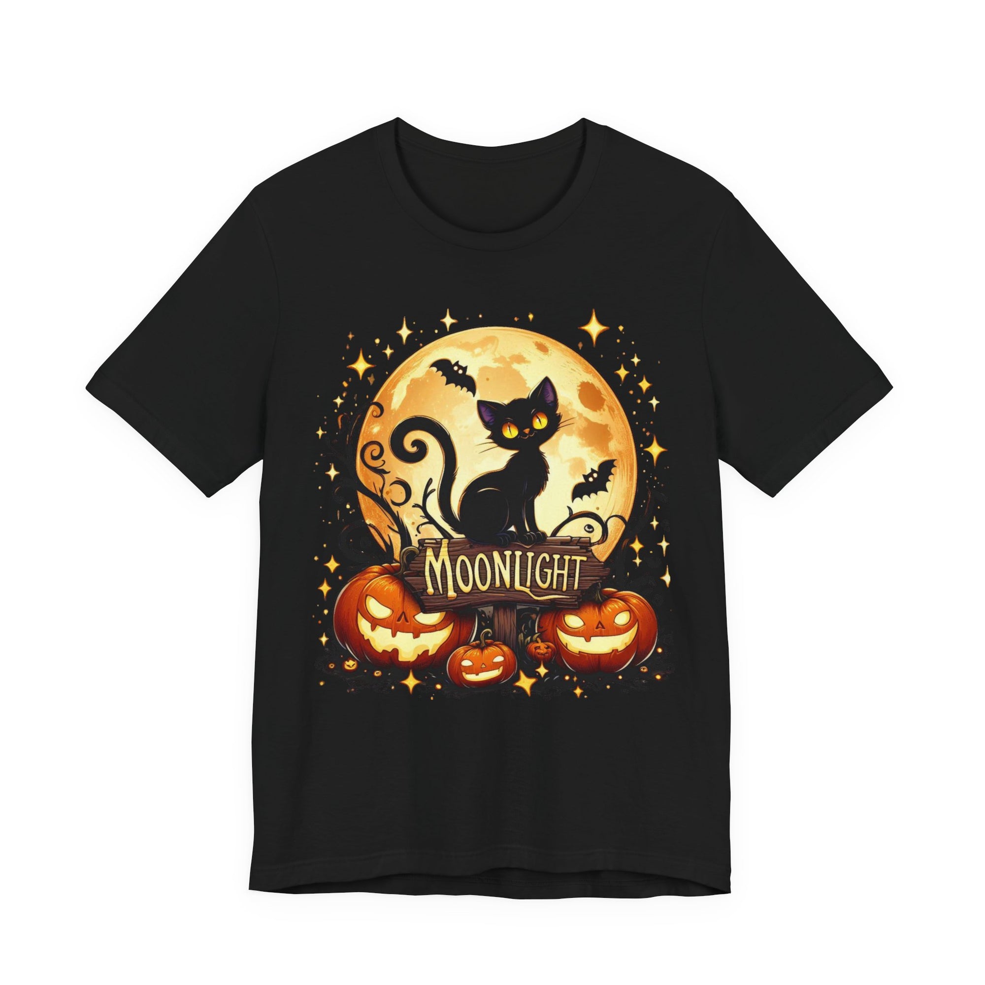 Spooky Black Cat of Unisex Jersey Short Sleeve Tee