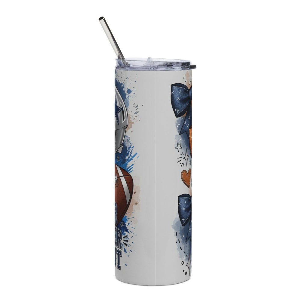 Football-Themed Stainless Steel Tumbler | Gridiron Glam, Sporty Game Days