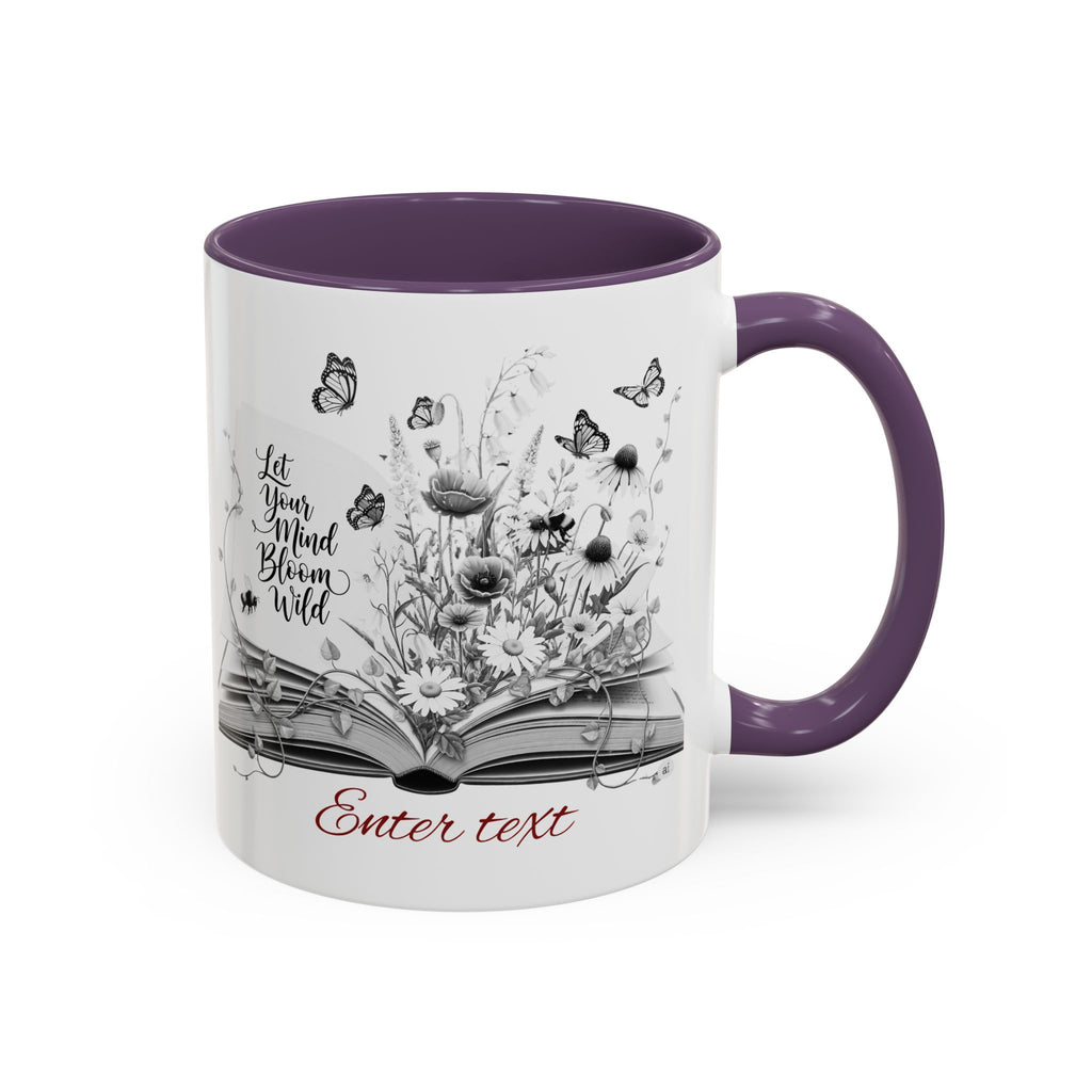 Personalized Mug with Name, Custom Text | Floral Inspiration Coffee Mug, Motivational Gift for Writers, Black-Handled Mug, Home Office Decor, Encouragement Quote Mug