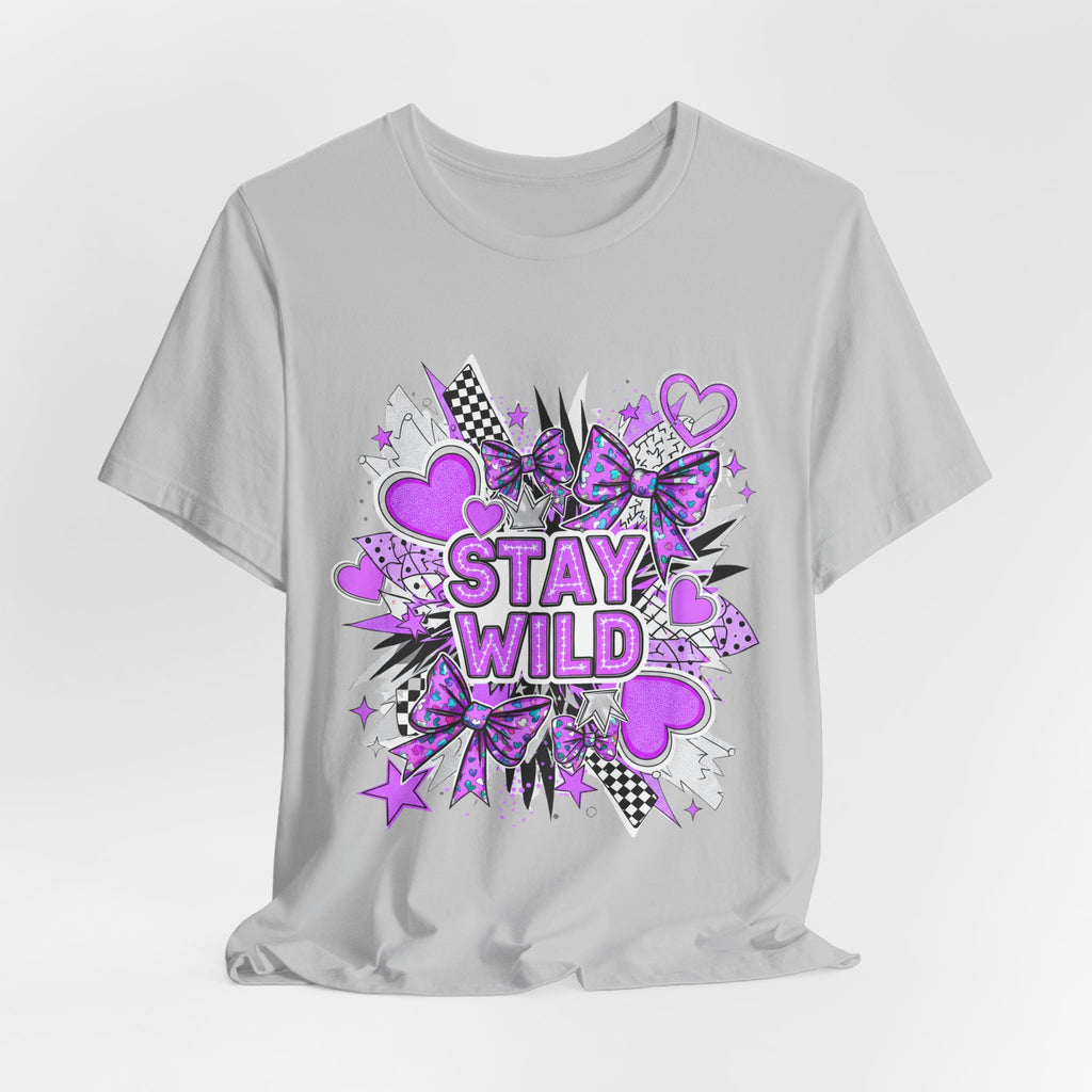Stay Wild Graphic Tee Purple for Trendsetters, Cool Casual Wear, Gift for Her, Festival Outfit