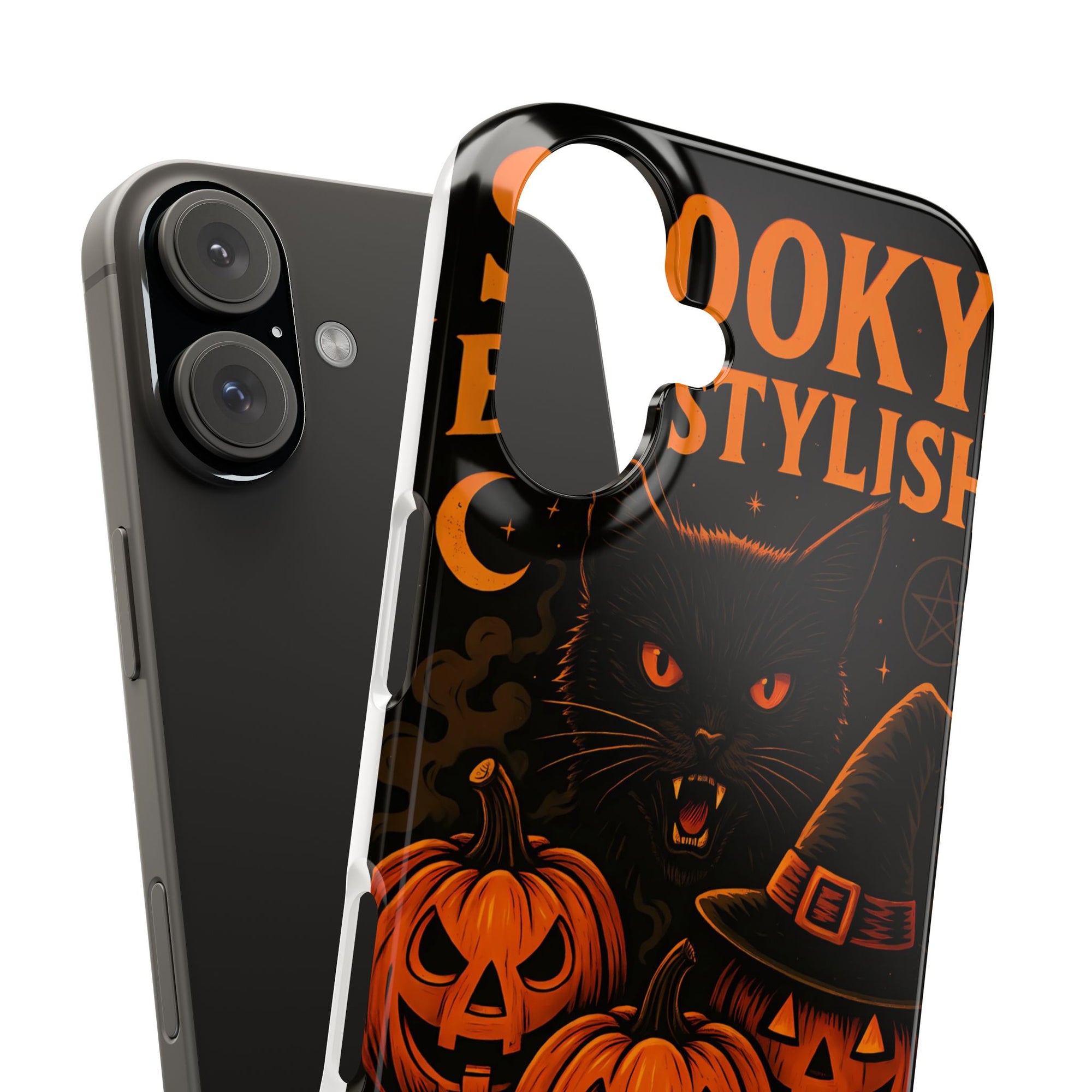 Halloween Cat Phone Case, Spooky Stylish Slim Cases, Fall Decor, Gift for Cat Lovers, Halloween Accessories