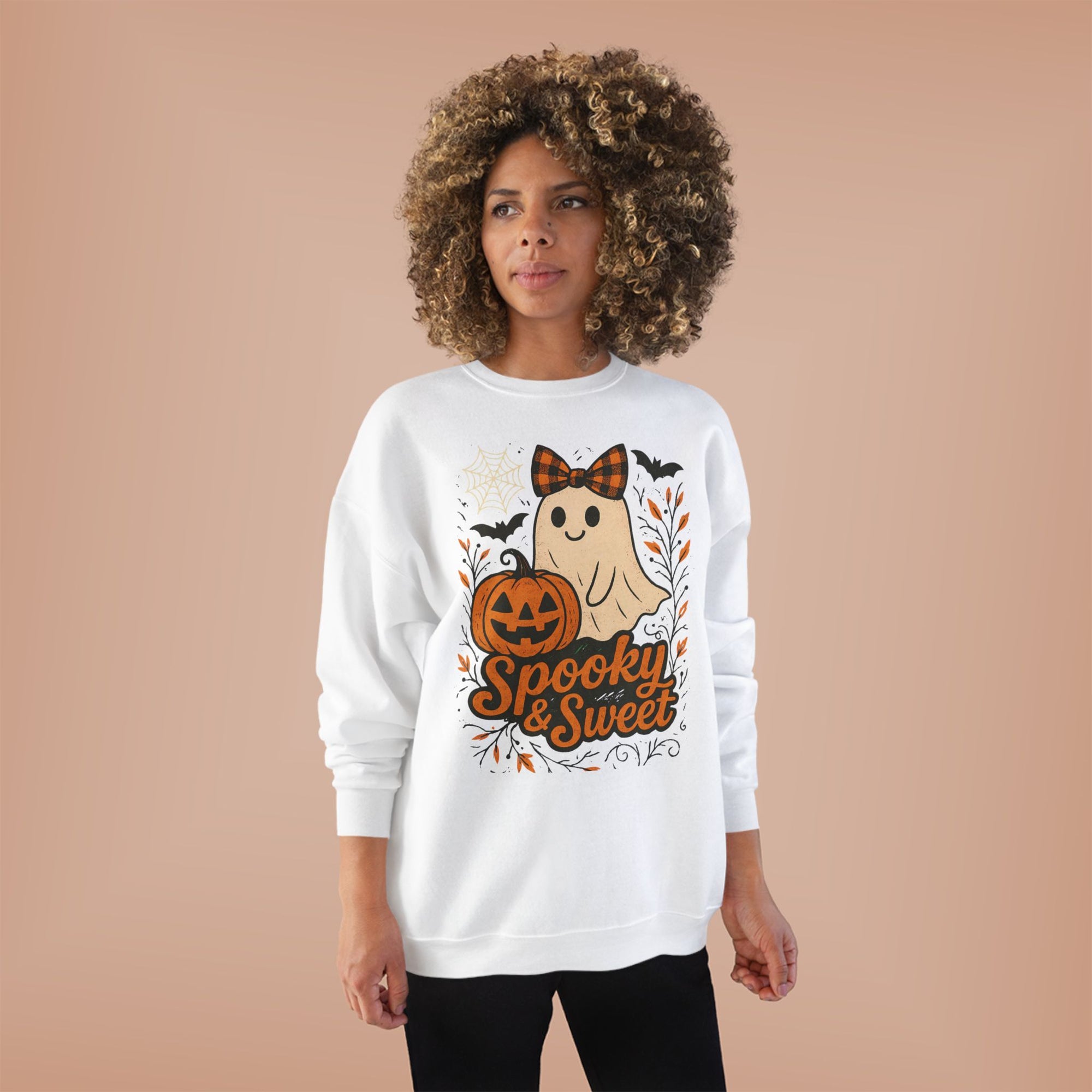 Spooky & Sweet Halloween Sweatshirt, Unisex Crewneck, Cute Ghost Design, Fall Fashion, Halloween Apparel, Casual Cozy Wear