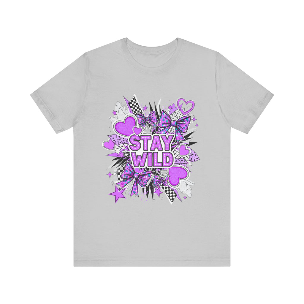 Stay Wild Graphic Tee Purple for Trendsetters, Cool Casual Wear, Gift for Her, Festival Outfit
