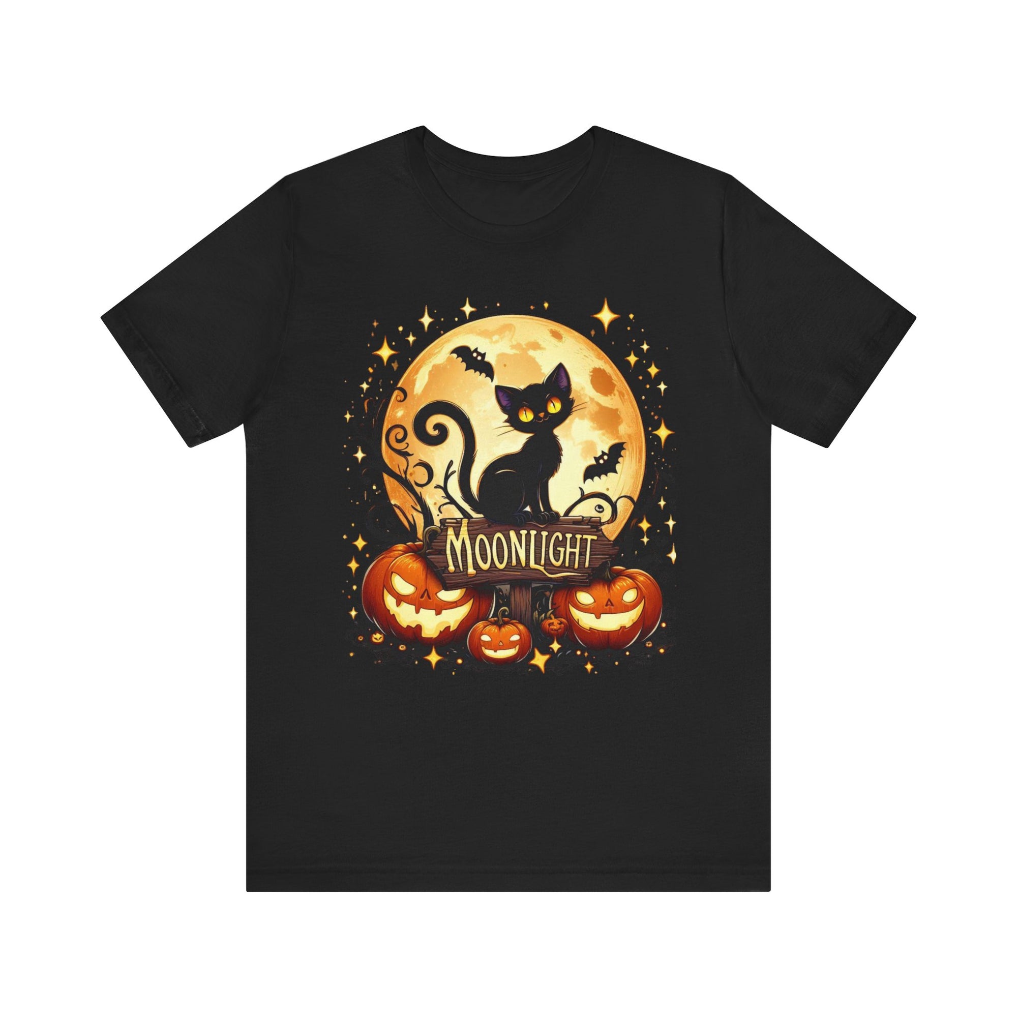 Spooky Black Cat of Unisex Jersey Short Sleeve Tee