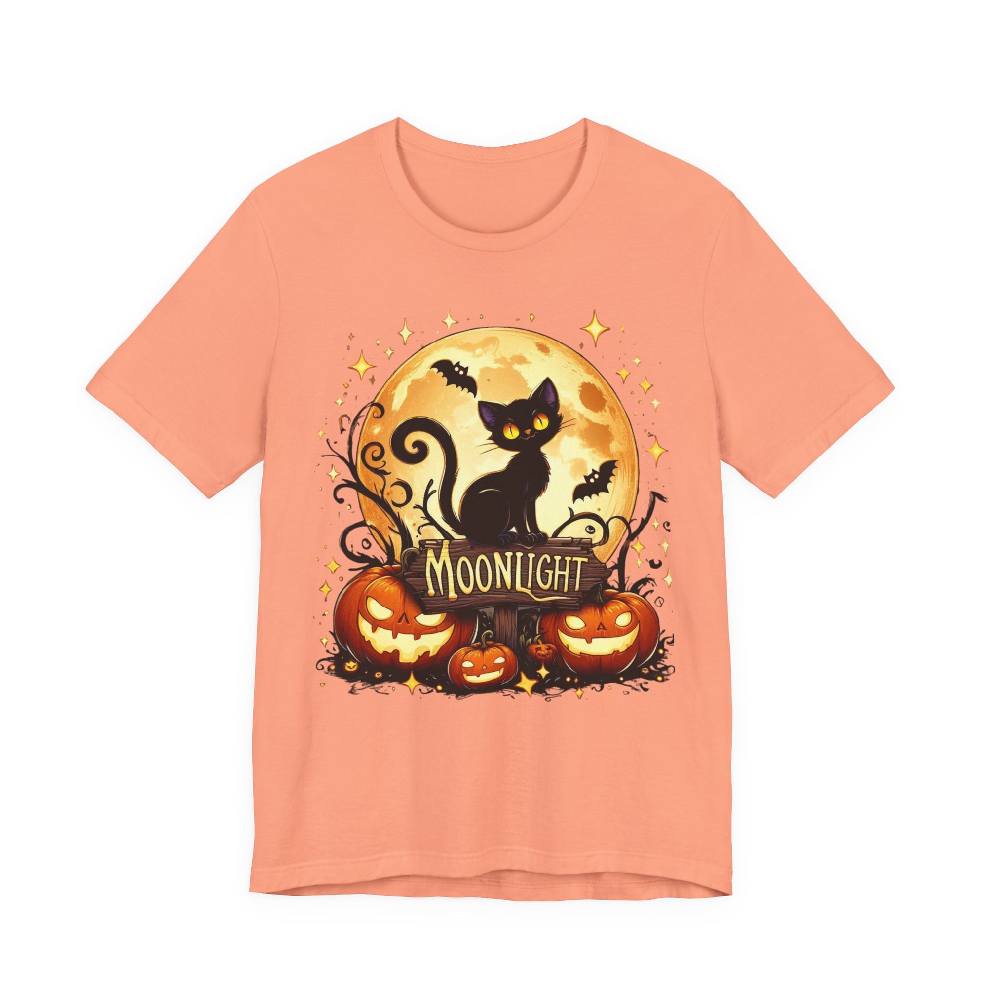 Spooky Black Cat of Unisex Jersey Short Sleeve Tee