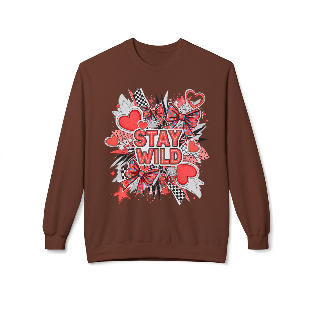 Stay Wild Red Graphic Unisex Midweight Softstyle Fleece Crewneck Sweatshirt