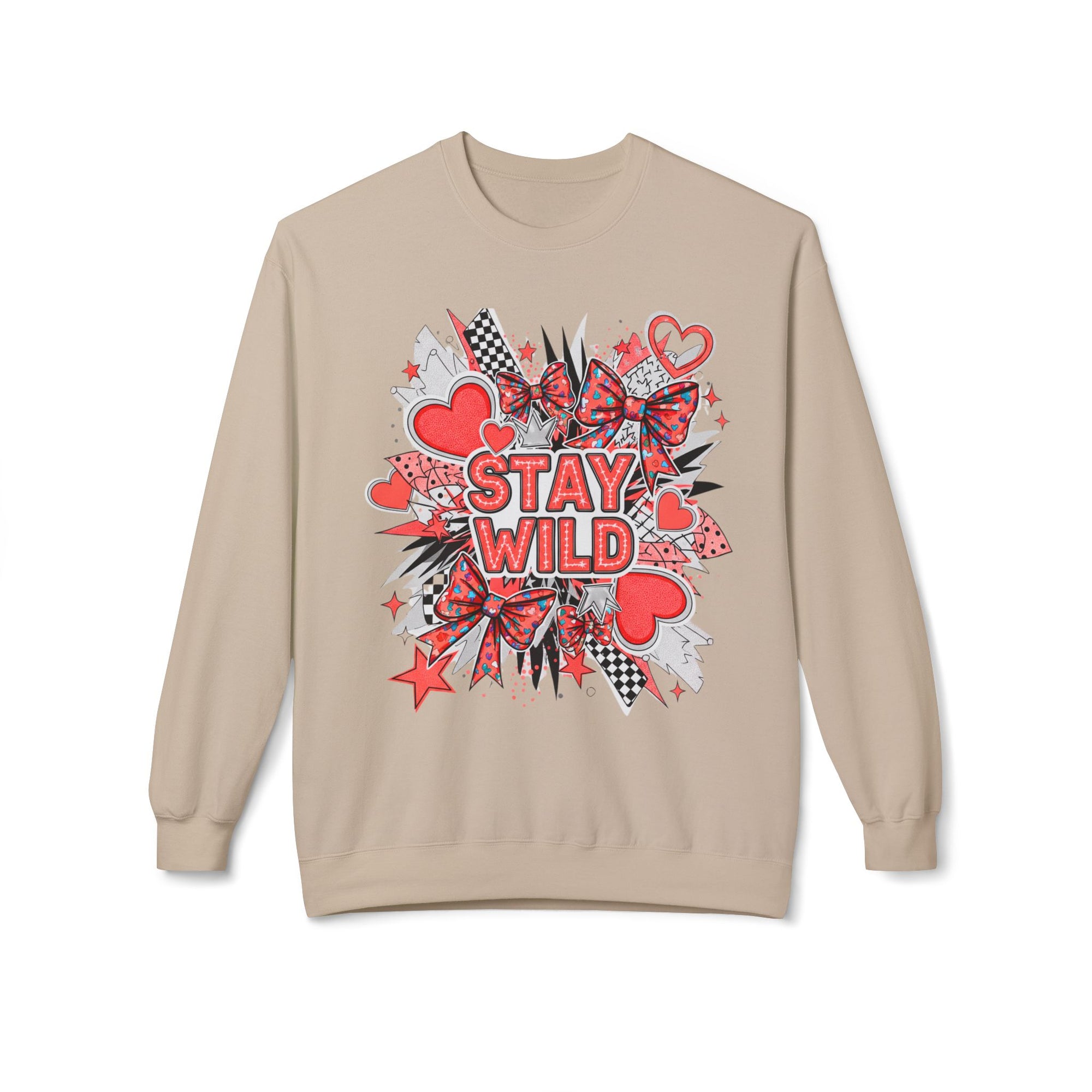 Stay Wild Red Graphic Unisex Midweight Softstyle Fleece Crewneck Sweatshirt