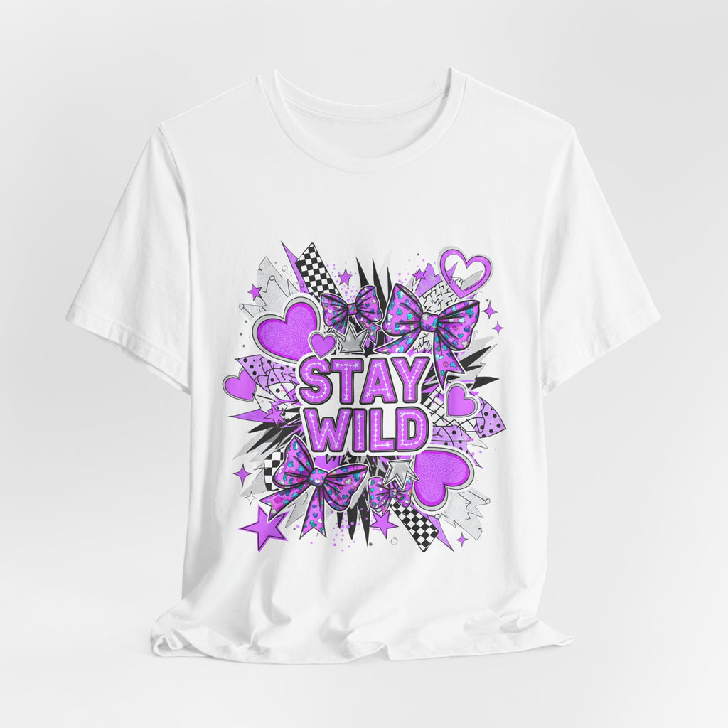 Stay Wild Graphic Tee Purple for Trendsetters, Cool Casual Wear, Gift for Her, Festival Outfit