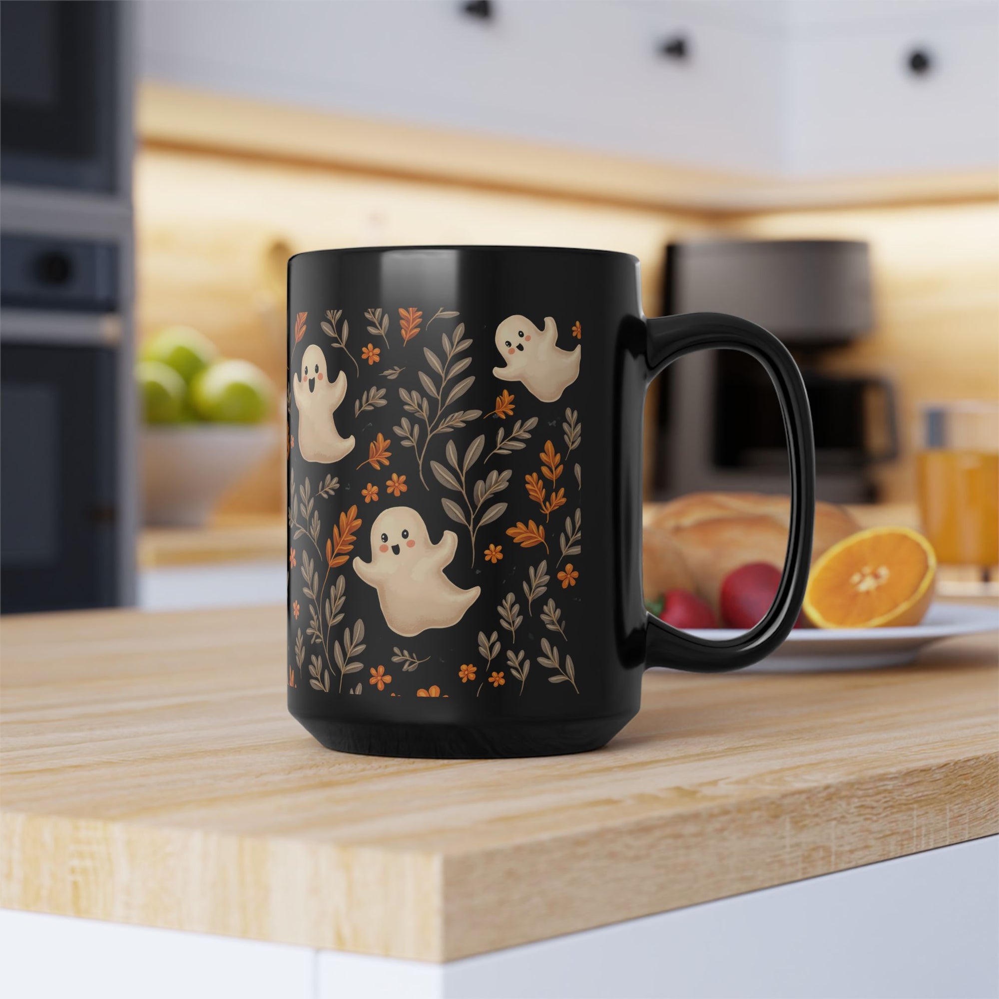 Halloween Ghost Mug 15 oz, Cute Ghost Coffee Cup, Fall Decor Mug, Spooky Season Gift, Halloween Treats