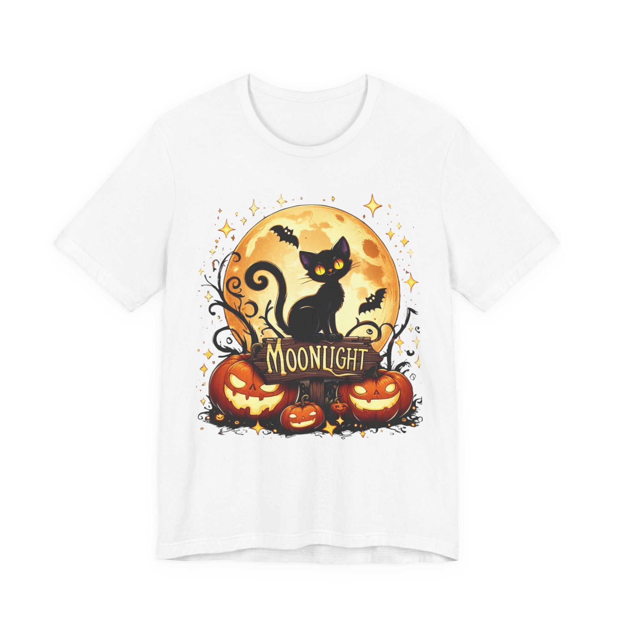 Spooky Black Cat of Unisex Jersey Short Sleeve Tee