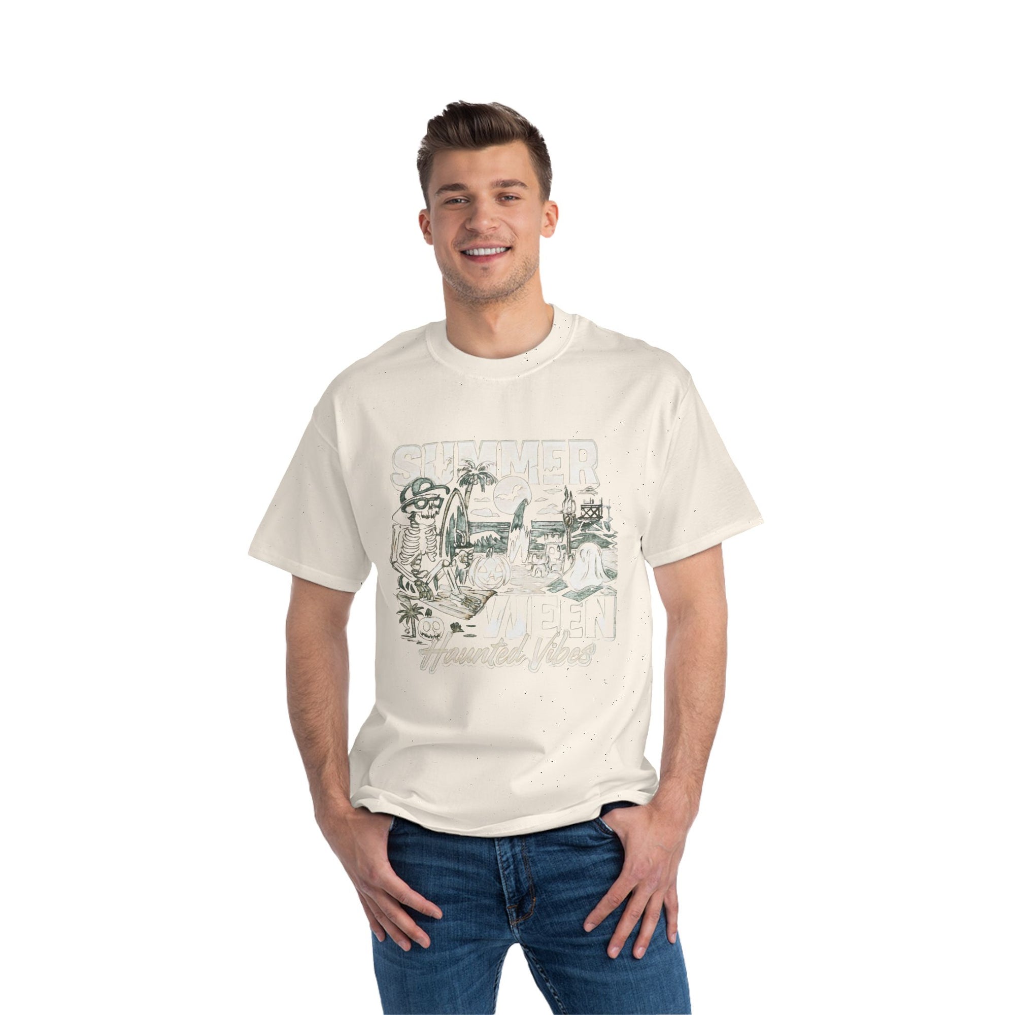 Summer Haunted Vibes T-Shirt, Casual Tee, Graphic Shirt, Beachwear, Outdoor Fun, Gift Idea for Summer