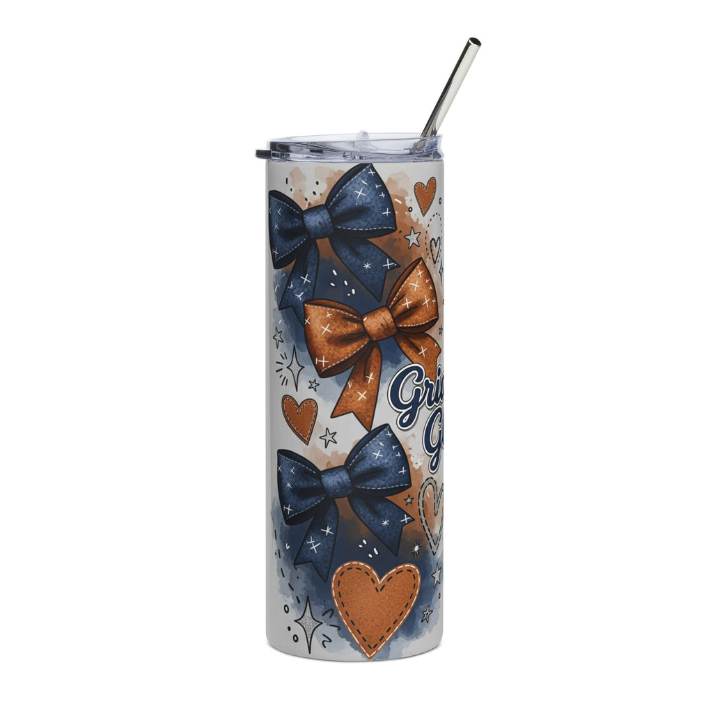 Football-Themed Stainless Steel Tumbler | Gridiron Glam, Sporty Game Days